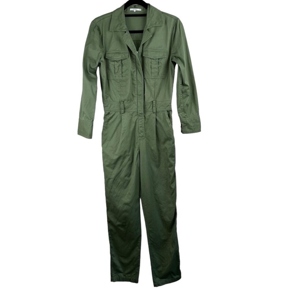 Tularosa Green Long Sleeve Zip Front Collared Utilitarian Jumpsuit XS/Small - Picture 2 of 12